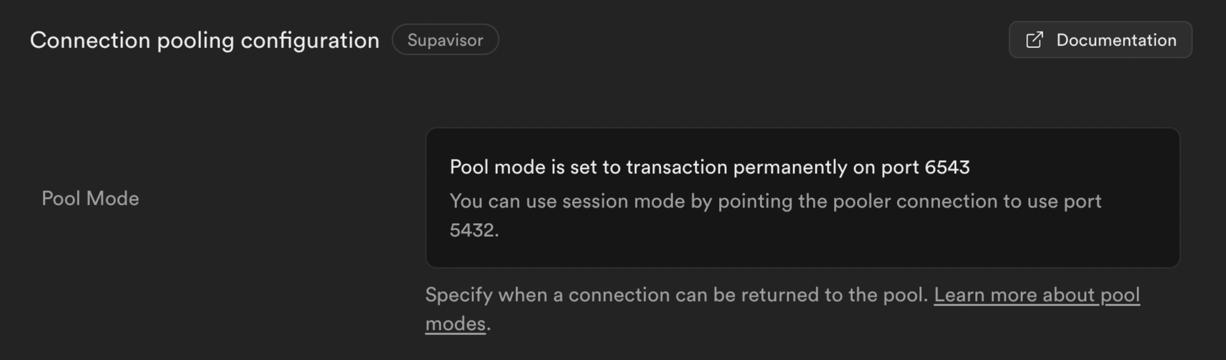 Supavisor pooler port 6543 is transaction-mode only